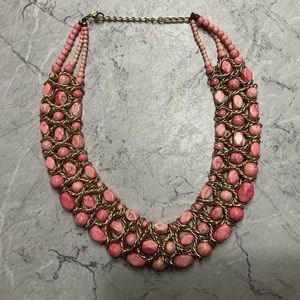 Pink Stone Necklace with Gold Detailing